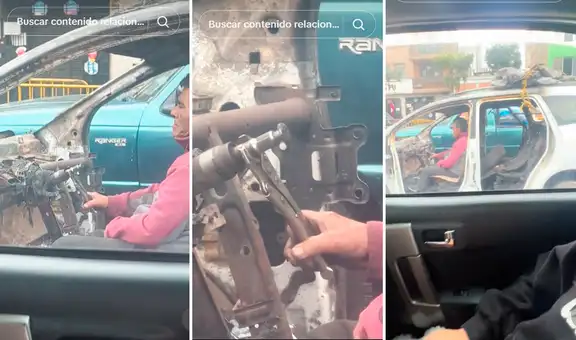 Hombre sorprende al conducir un auto destartalado y usuarios bromean: “Seguro viene de su revisión técnica”