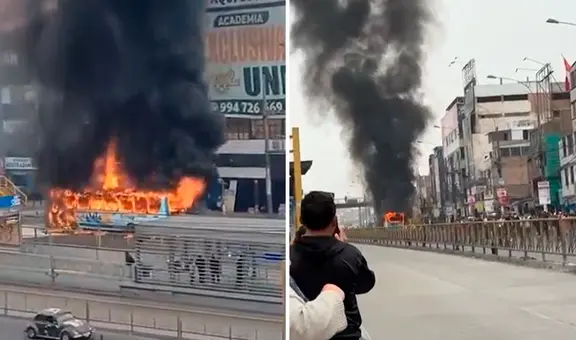 Bus de transporte público se incendió frente a la estación UNI del Metropolitano