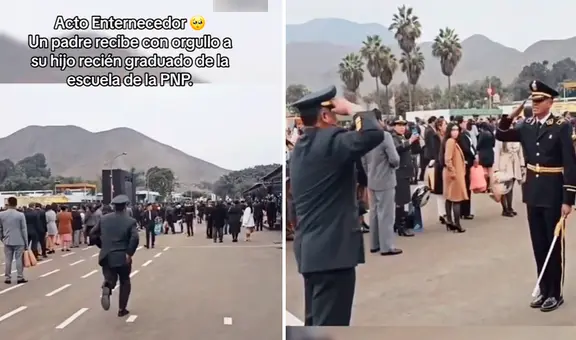 Padre se emociona al ver a su hijo graduado de la PNP y le hace singular pedido: “No manches el uniforme”