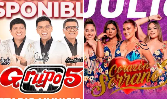 Conciertos en Perú 2024, del 19 al 21 de julio: Grupo 5, Corazón Serrano, Armonía 10 y más