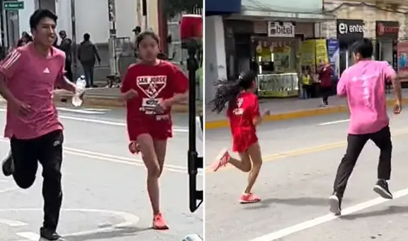 Peruano conmueve al acompañar a su hermanita menor en carrera y alcanzarle agua: “Cariño sincero”