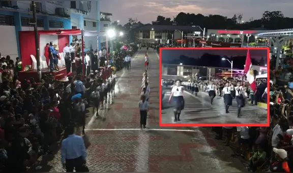 Escolares en Loreto realizan desfile escolar nocturno por Fiestas Patrias para evitar altas temperaturas