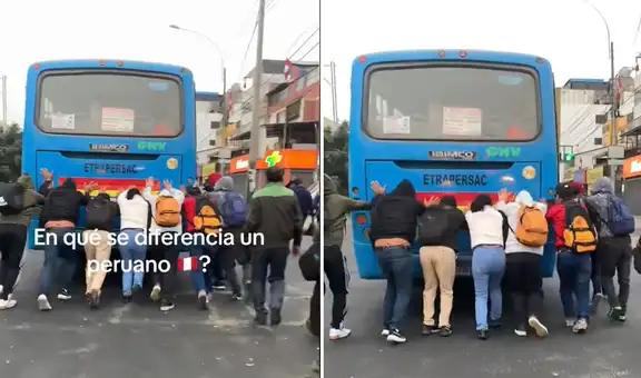 Peruanos empujaron combi averiada para llegar a sus trabajos: “No pagamos pasaje”