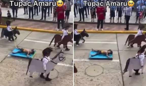 Niños representaron la ejecución de Túpac Amaru en desfile y dicen: “En efecto, es la historia del Perú”