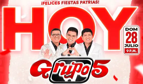 Grupo 5 ofrecerá concierto en Jaén para celebrar Fiestas Patrias: esto es todo lo que debes saber
