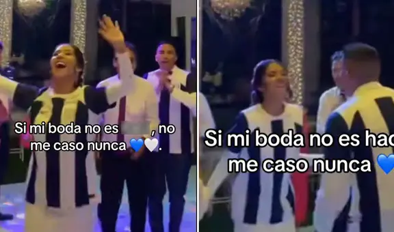 Novios vistieron camisetas de Alianza Lima y cantaron en honor a su equipo: “Aliancistas de corazón”