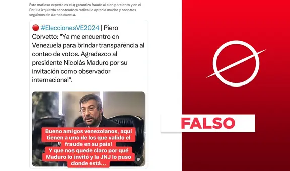 Piero Corvetto no agradeció a Nicolás Maduro por estar en Venezuela como observador de las elecciones