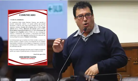 Edwin Martínez entregó USB con chats que involucrarían a congresistas y autoridades en blindaje a Vladimir Cerrón