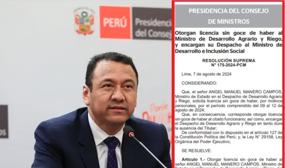 Ministro de Desarrollo Agrario y Riego, quien dijo que en el "Perú no hay hambre", se fue de licencia por 4 días