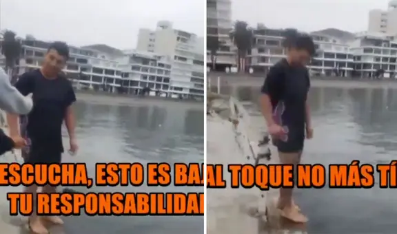 Hombre realiza peligroso reto viral de la 'antorcha humana' y se lanza al mar de Ancón