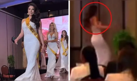 Candidata del Miss Grand Perú se tropieza y pasa bochornoso incidente durante su presentación