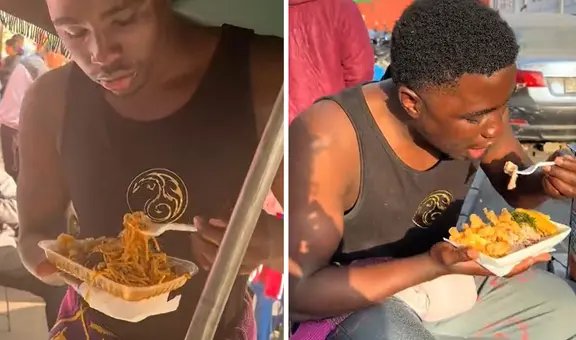Haitino prueba la comida callejera en Perú y queda maravillado: “Cada plato más rico que el otro”