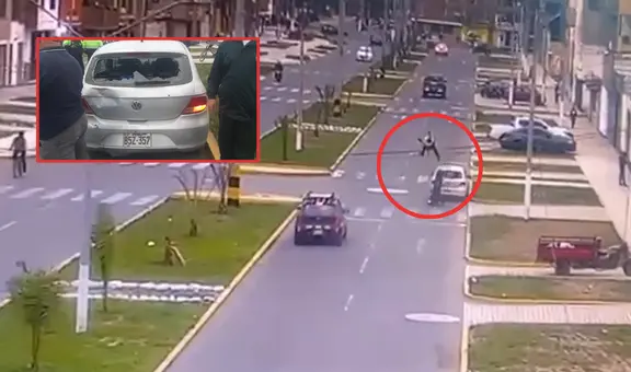 Policía sale expulsado de su vehículo tras choque en Trujillo: se habría distraído con su celular