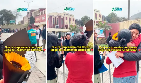 Madre sorprende a su hijo con ramo de flores tras rendir examen de la UNI y en redes reaccionan: “Eso es amor”