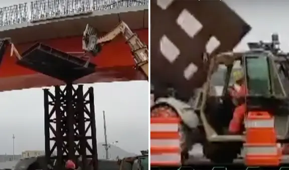 Trabajador de grúa en puerto Chancay se salva de morir por poco tras caída de un muro metálico
