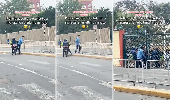 Serenazgo sube en su moto a joven con bastón para que llegue a tiempo y rinda examen de la UNMSM