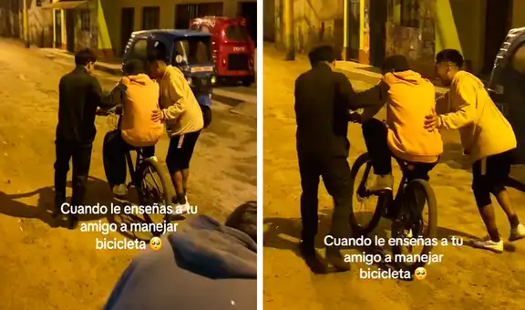 Adolescentes conmueven en redes al enseñar a su amigo a montar bicicleta: “Amistad sobre ruedas”