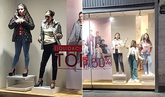 Tienda en Arequipa sorprende con maniquíes humanos y causa furor en redes sociales