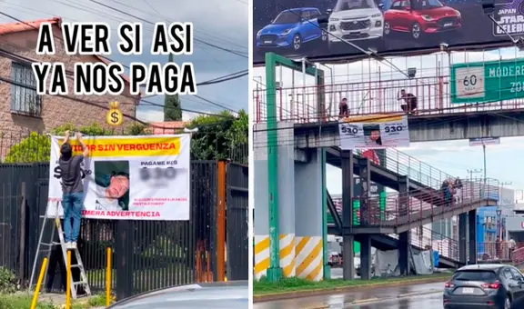Coloca cartel enorme en puente con la foto de su amigo para que le pague deuda: “Sinvergüenza”