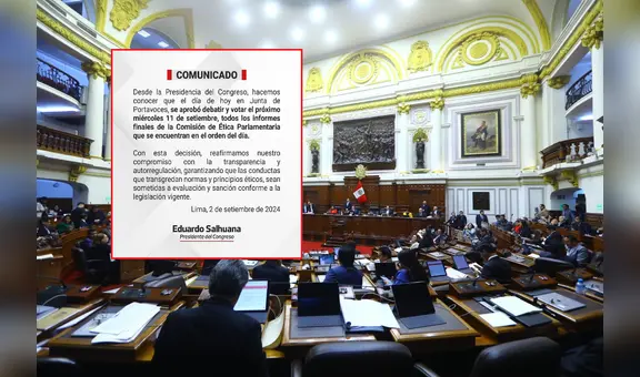 Pleno del Congreso votará todos los informes de la Comisión de Ética el próximo 11 de setiembre