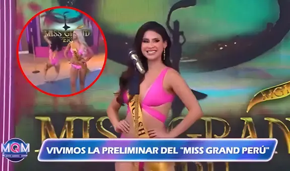 Candidata al Miss Grand Perú 2024 sufre aparatosa caída en programa en vivo