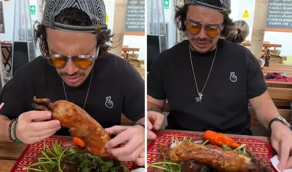 Mexicano prueba por primera vez cuy al horno y queda en shock: “Huele raro”