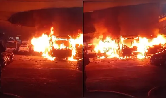 Independencia: video muestra el preciso instante que inició el incendio de vehículos de transporte público