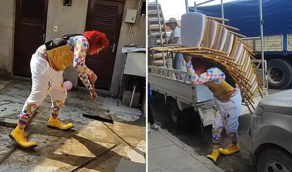 Payasito llegó puntual a cumpleaños y familia lo puso a limpiar y decorar: "Quedó  🤡"