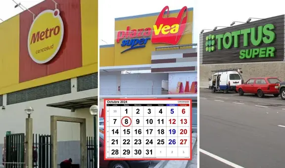 Horario de atención en supermercados HOY, feriado 8 de octubre: consulta los horarios de apertura de Plaza Vea, Tottus, Metro y otras tiendas