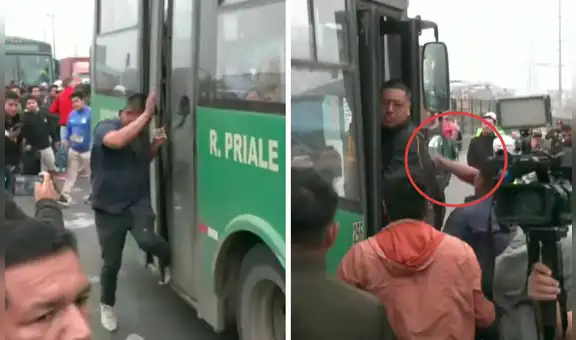 SJL: pasajero rompe retrovisor de bus "Lorito" luego que su pierna quedara atrapada en puerta posterior