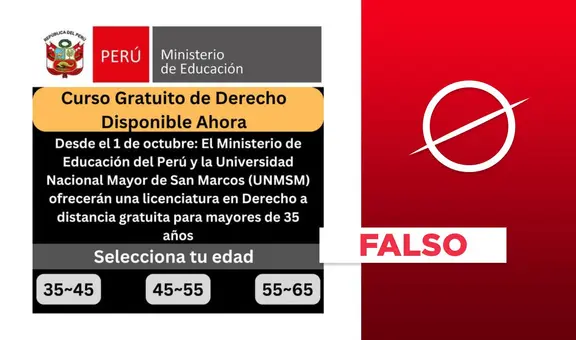 Minedu y UNMSM no ofrecen licenciatura en Derecho gratuita a mayores de 35 años
