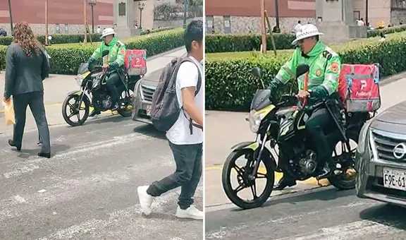 Captan a policía con caja delivery de PedidosYa y causa bromas en redes: "No alcanza el sueldo”