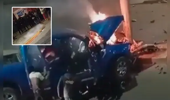 Chiclayo: un joven fallecido y tres heridos deja choque de camioneta contra panel publicitario