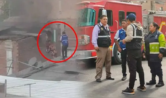 Incendio en el Agustino: bomberos rescatan a menores y hombre se lanza para sobrevivir