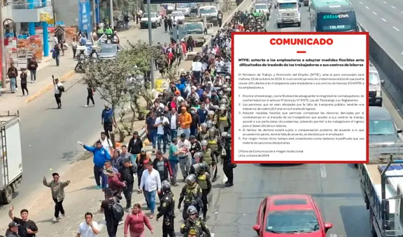 Ministerio de Trabajo otorga tolerancia de hasta 4 horas ante nuevo paro nacional de transportistas este 23 de octubre