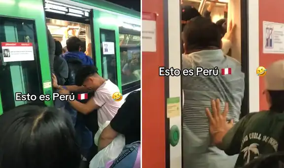 Captan a pasajeros empujando mochilas para cerrar puerta del Metro de Lima: “Al fondo hay sitio”