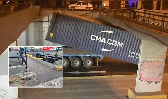 Tráfico vehicular en la avenida Alfonso Ugarte tras choque de camión con puente peatonal: plaza Ramón Castilla quedó dañada