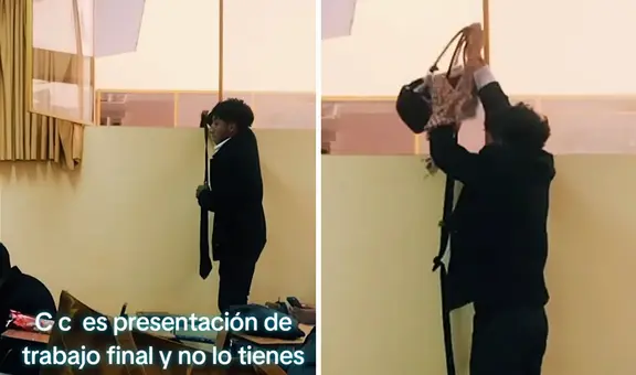 Universitarios juntan corbatas para ingresar trabajo final por la ventana: "Solución imposible"