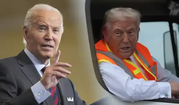 Trump sorprende al llegar a mitin en camión de basura para responder a Biden: "¿Les gusta? Es en honor a Kamala y Joe"