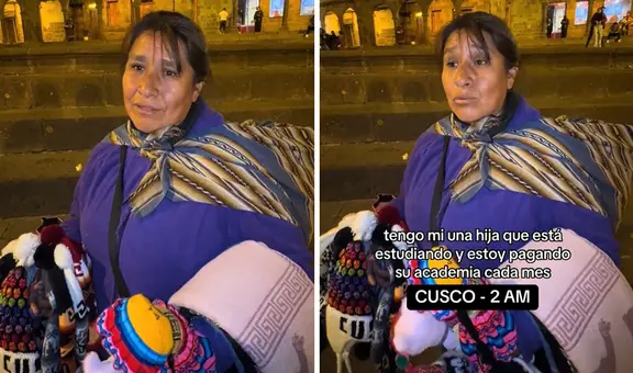 Mujer vende artesanías hasta la madrugada en Cusco y conmueve en redes: “Mi hija está estudiando”