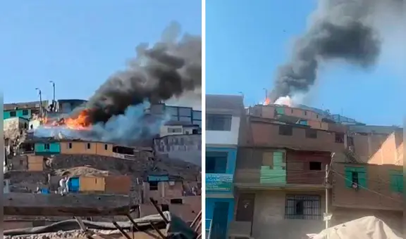 San Juan de Lurigancho: incendio de grandes proporciones afecta viviendas en Bayóvar