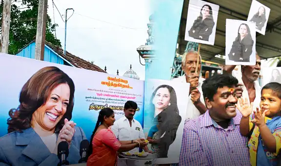 El pueblo de India que apoya a Kamala con rezos y mensajes en el suelo: “Saludos a América y buena suerte a Harris”