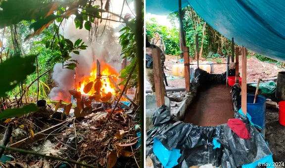 Destruyen 10 laboratorios en el VRAEM que elaboraban hasta 1.500 kilos de cocaína al mes