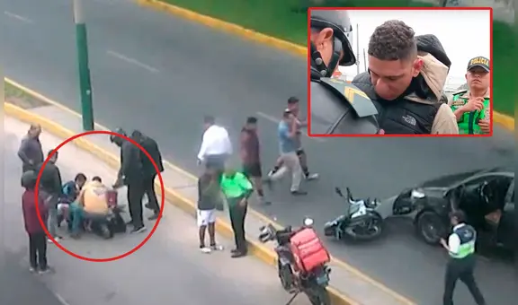 Delincuentes roban celular a mujer y conductor los persigue hasta embestirlos y capturarlos en Surco