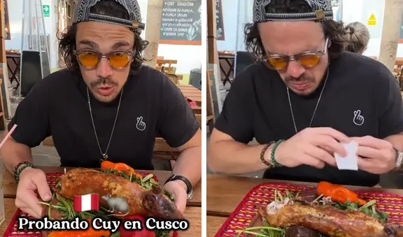 Extranjero prueba cuy por primera vez, primero lo escupe y luego tiene asombrosa reacción: "Está rico"
