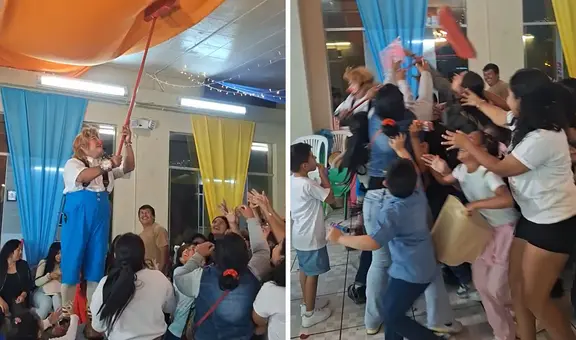 Payasito ayuda a mover regalo, pero invitados se van contra él: “Por suerte cayó lento”