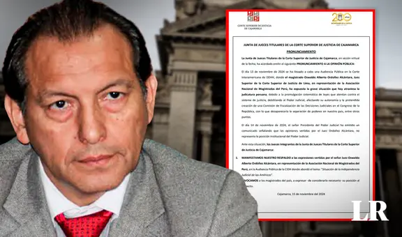 Jueces de la Corte Superior de Cajamarca expresan su apoyo a Oswaldo Ordóñez por declaraciones ante la CIDH