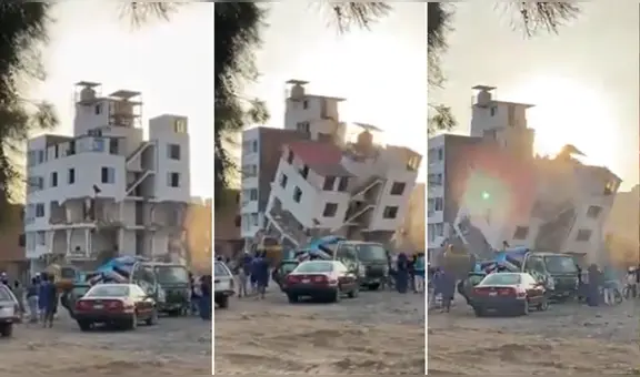 El momento exacto en que derrumban una casa de 5 pisos por construcción de Vía Expresa Sur en Surco