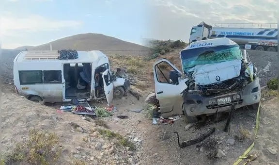 Choque de 2 minivanes en la carretera Arequipa-Puno deja un fallecido y varios heridos de gravedad