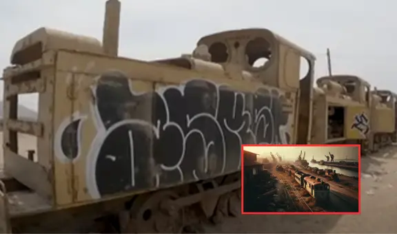 El cementerio de trenes olvidados en un puerto pesquero de Perú: lleva más de 50 años en desuso